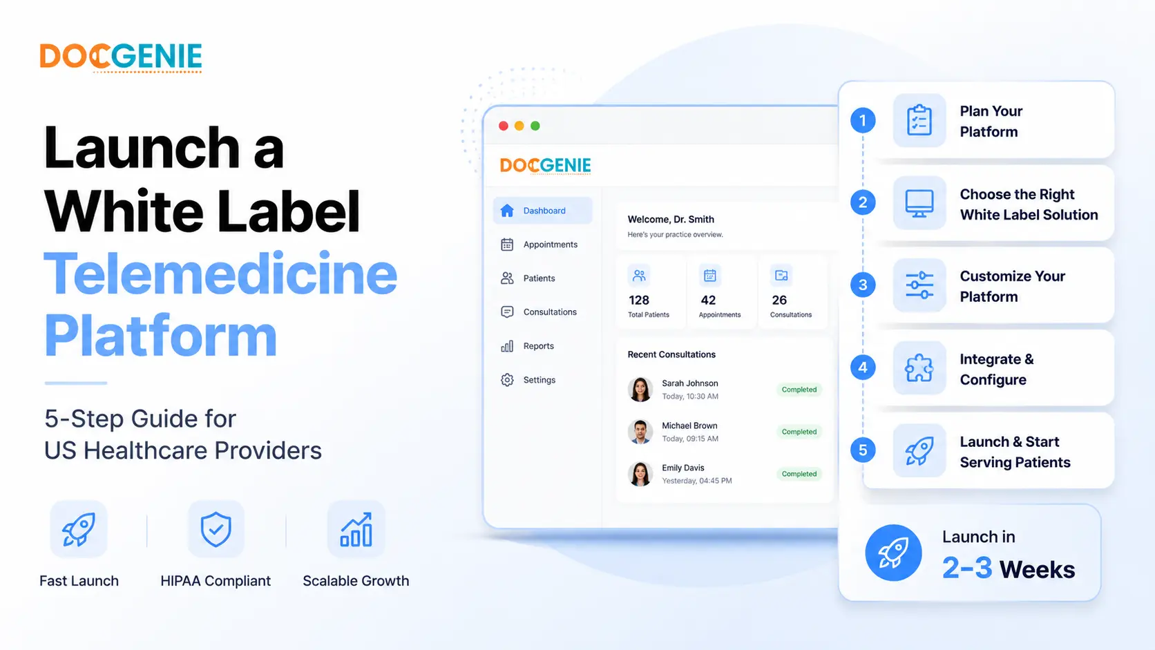 Healthcare team planning a white label telemedicine platform launch with step-by-step implementation roadmap